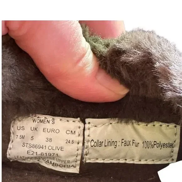 Sperry Womens Moc Sider Olive Faux Fur Lined Slip On Shoe Size 7.5 Camo Style - Picture 8 of 9